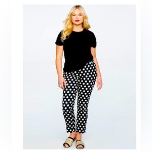Eloquii Black and White Polka Dot Straight Leg Pants